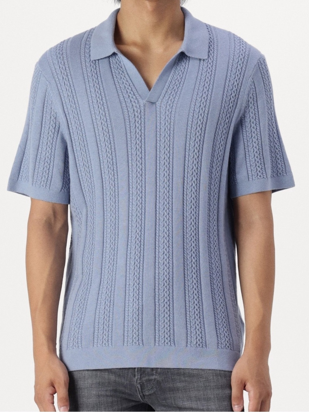 Abercrombie & Fitch Cable-Stitch Johnny Collar Sweater Polo